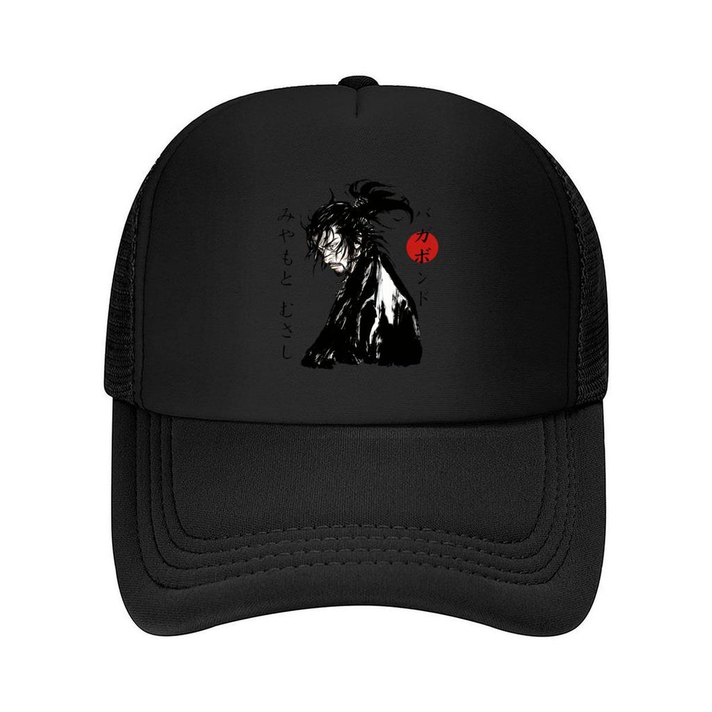 Japanese Samurai Anime Portrait Red Sun Graphic Mesh Baseball Cap For Womens Unisex FeUnisex Beach Dad Hat Hip Hop