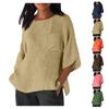 Women's Casual Loose-Fit Linen 3/4 Sleeve Top