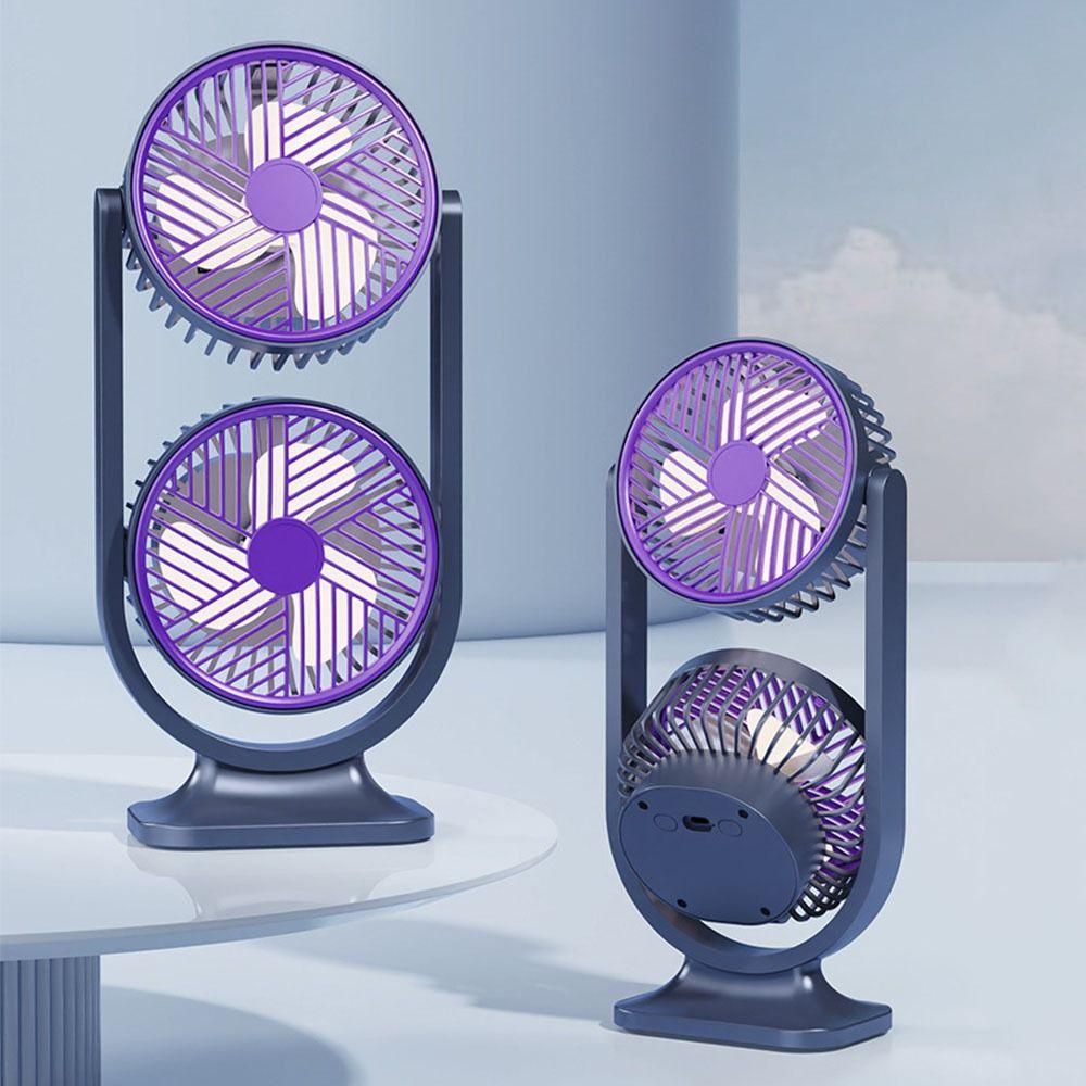 USB Rechargeable Dual-Head Desktop Fan 5 Gear Small Electric Fan Home Living Room