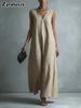 New Summer Casual Chic V-Neck Sleeveless Cotton Dress for Women
