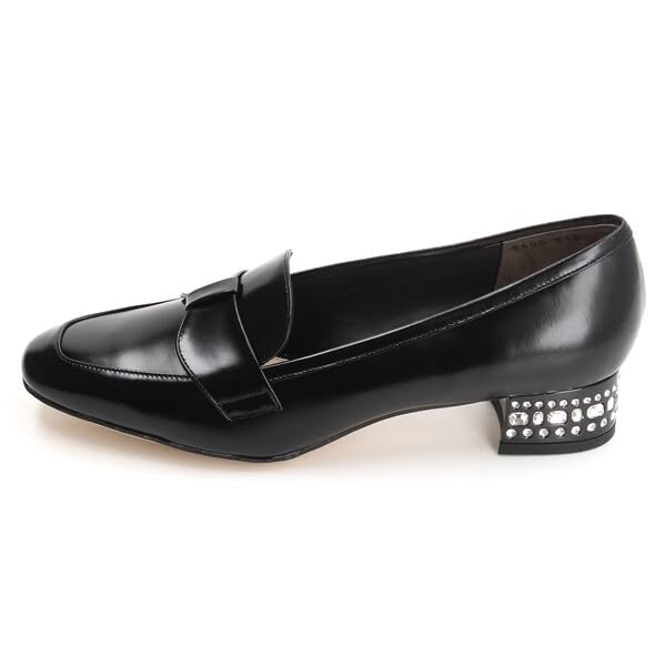 JILL STUART SHOE 6600 Women's Beige Beaded Heel Loafers, Size 24.0 cm, Size E