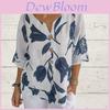 Baumwoll-Leinen V-Ausschnitt Kurzarm Pullover Shirt Mit Digitaldruck Für Lässige Damen Sommerkleidung