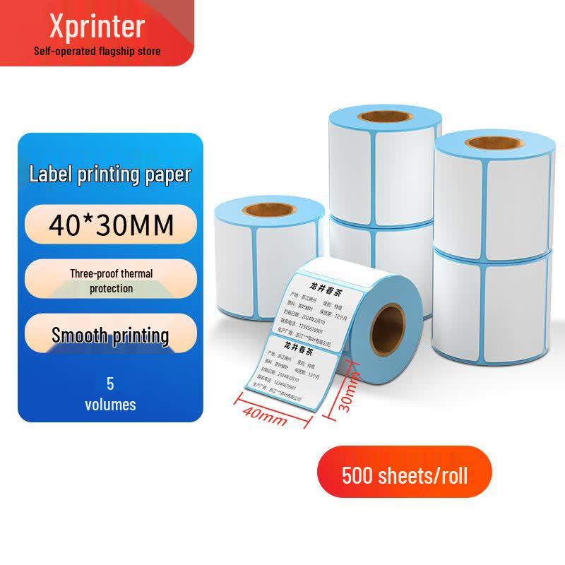 Thermal Label Printer Paper Rolls 40mm x 30mm
