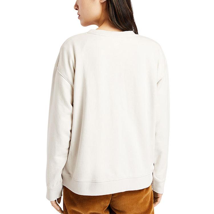 Timberland Cord-Sweatshirt mit besticktem Logo, Rundhalsausschnitt, Damen, Sweatshirt, Weiß-Sand, A23KM-BH7