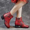 Fashion 2024 New Autumn Aed Winter For Warmth Genuine Leather Shoes Women Boots Round Toe Print Sewing Zip Retro Leisure Platform Boots