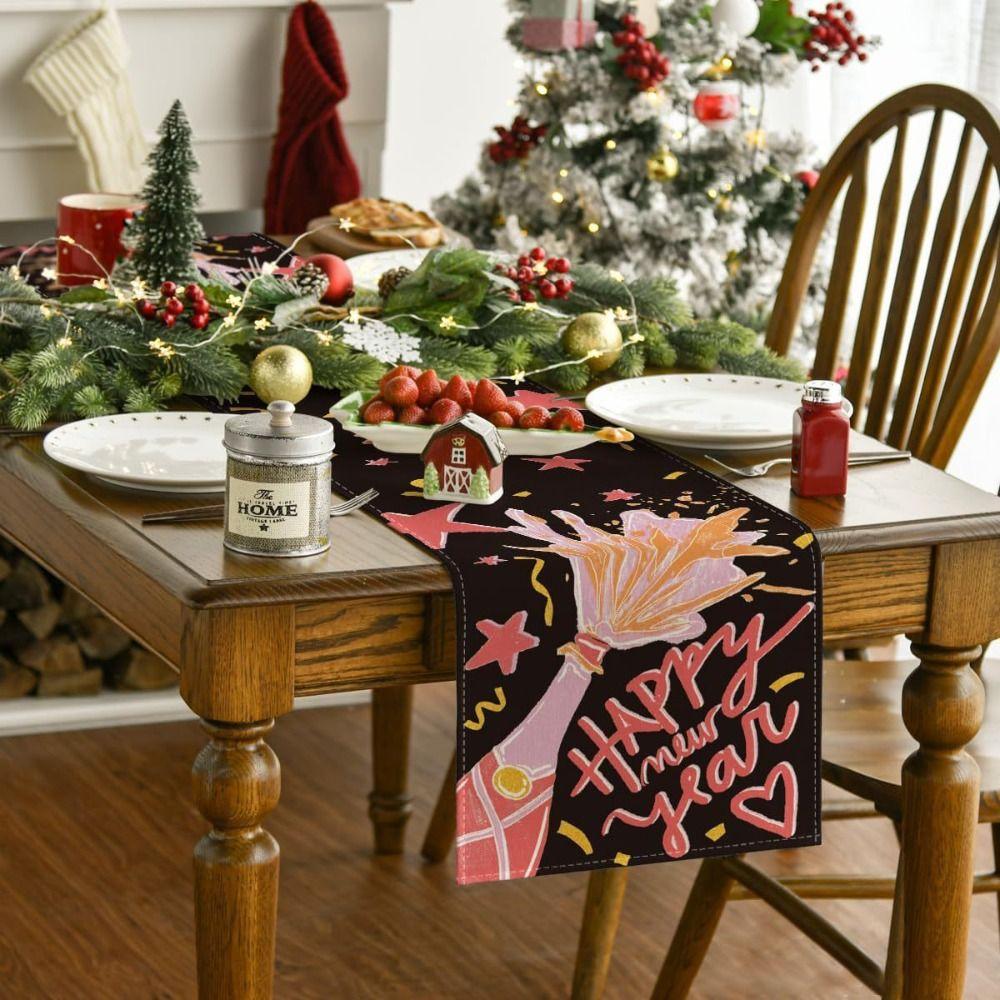 Fashion Chinese New Year Table Runner Wine Glass New Year New Year Tablecloth Table Decor Home Decor
