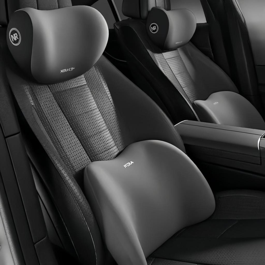 2 STÜCKE Auto-Kopfstütze Space Memory Foam Kopfstütze Lendenpolster Fahrzeugbedarf Lordosenstützkissen Auto-Lendenpolster Zur Linderung Von Müdigkeit Büro-Kopfstütze