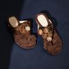 2025 summer new retro amber brown set-toed flip-flops women's high-end low-heeled open-toed cool slippers