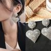 Heart Earrings Women's Luxurious Geometric Full Rhinestone Earrings Korean Gold Color Love 2024 Fashion Jewelry Accessories Gift
