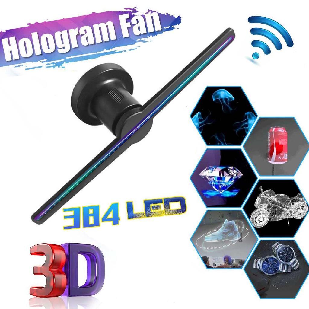 New 3D LEDs 384 Lamp Beads HD Remote Hologram Fan Projector Advertising Display WIFI Holographic Display Player 16W-32W