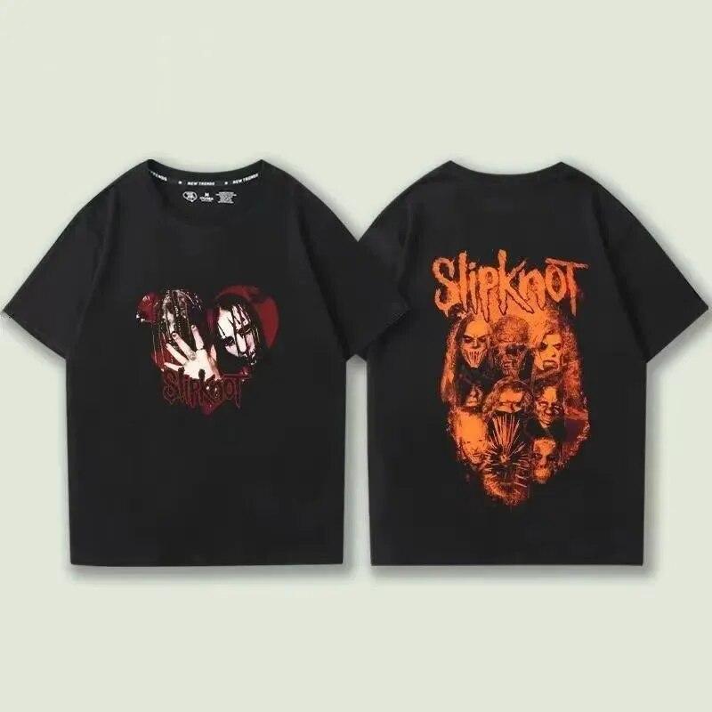 Slipknots Heavy Unisextal Band Tričko s potiskem Unisex Bavlněné tričko Hudební Grafika Tričko Harajuku Streetwear Nadměrná trička Unisex