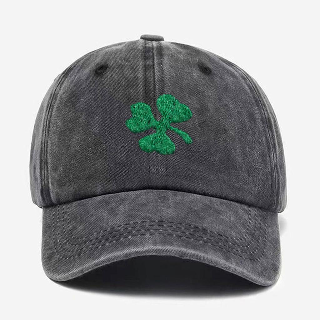 Spring/Summer Korean Style Clover Embroidery Baseball Cap - Sun Protection Duckbill Hat with Wide Brim