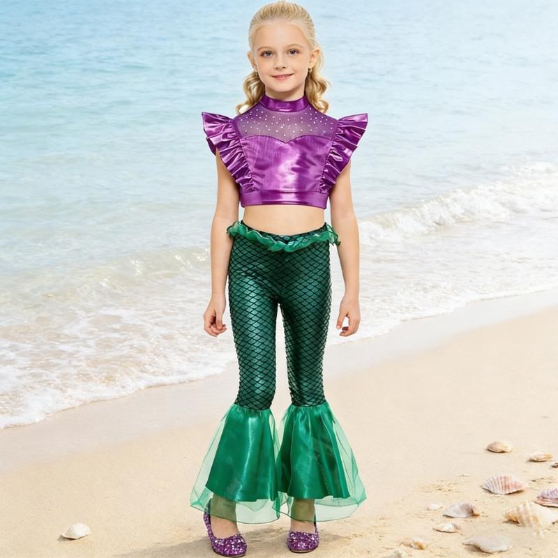 Cartoon Fishtail Pants For Girls Summer Themed Party And School Play Costume With Comfortable Sleeveless Design