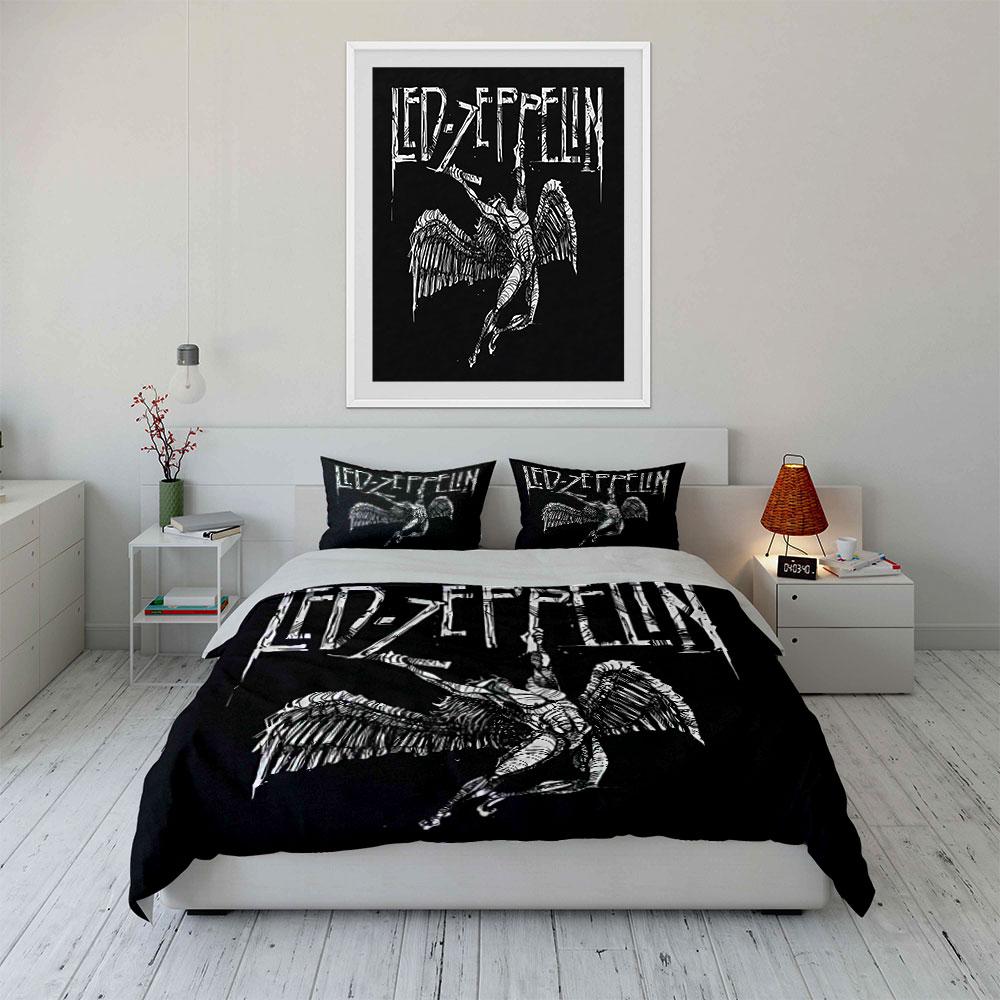 """Set Biancheria da Letto Led Zeppelin Angel" Set Copripiumino Federe  (1 * Copripiumino 2 * Federe, senza piumino)