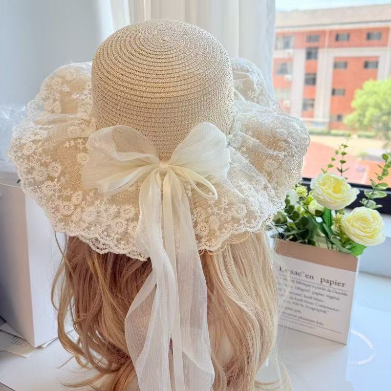 Summer Straw Hat With Large Brim For Sun Protection And Beach Travel