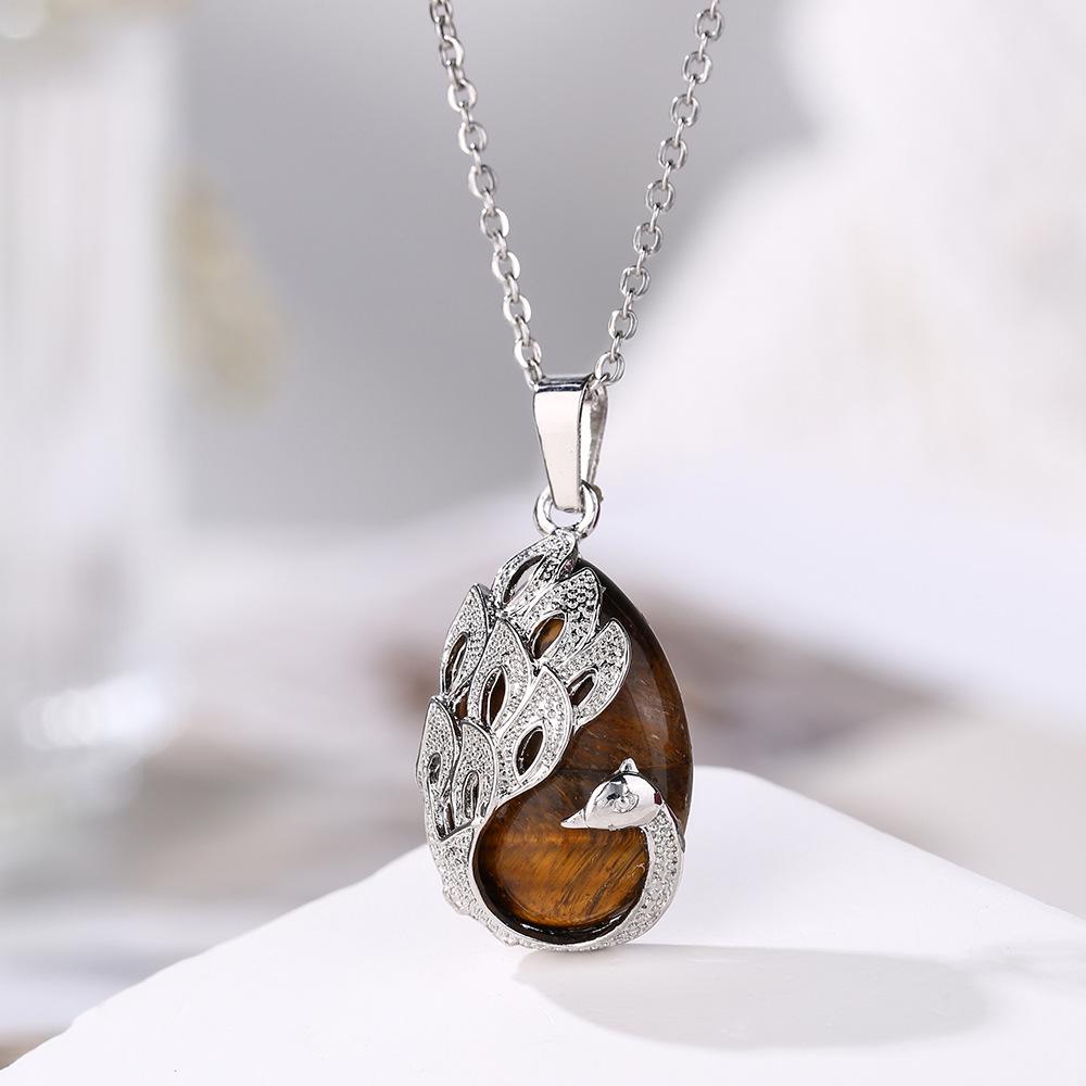 

Ожерелье Zhouhang «Павлин» с подвеской из натурального кристалла и аметиста