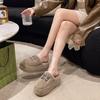 Leopard print thick-bottomed fluffy slippers for women to wear outside autumn and winter new models for small people to increase their height