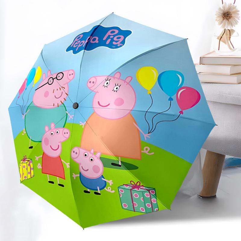 1pc Peppa Pig Automatic Folding Umbrella - 8-Rib Durable Iron Frame, Compact Portable for Daily Travel, Intricate Patterns Yy251125222