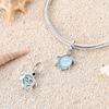 Blue Zircon Inlay Sea Turtle Starfish Charms Bead Original 925 Sterling Silver Pendants Fit Bracelet Jewelry Gift Marking