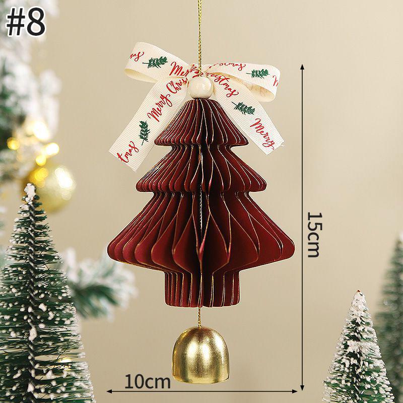 Christmas Tree Hanging Pendant Accessorie 3D Honeycomb New Year Chinese Wedding Pendants Home Decor Paper Lanterns