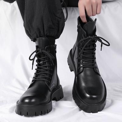 Thick Bottom Handmade Basic Boots Casual Leather Men Shoes Fashion Brand Male High Top Boots Vintage Winter Warm Fur Ankle Boots