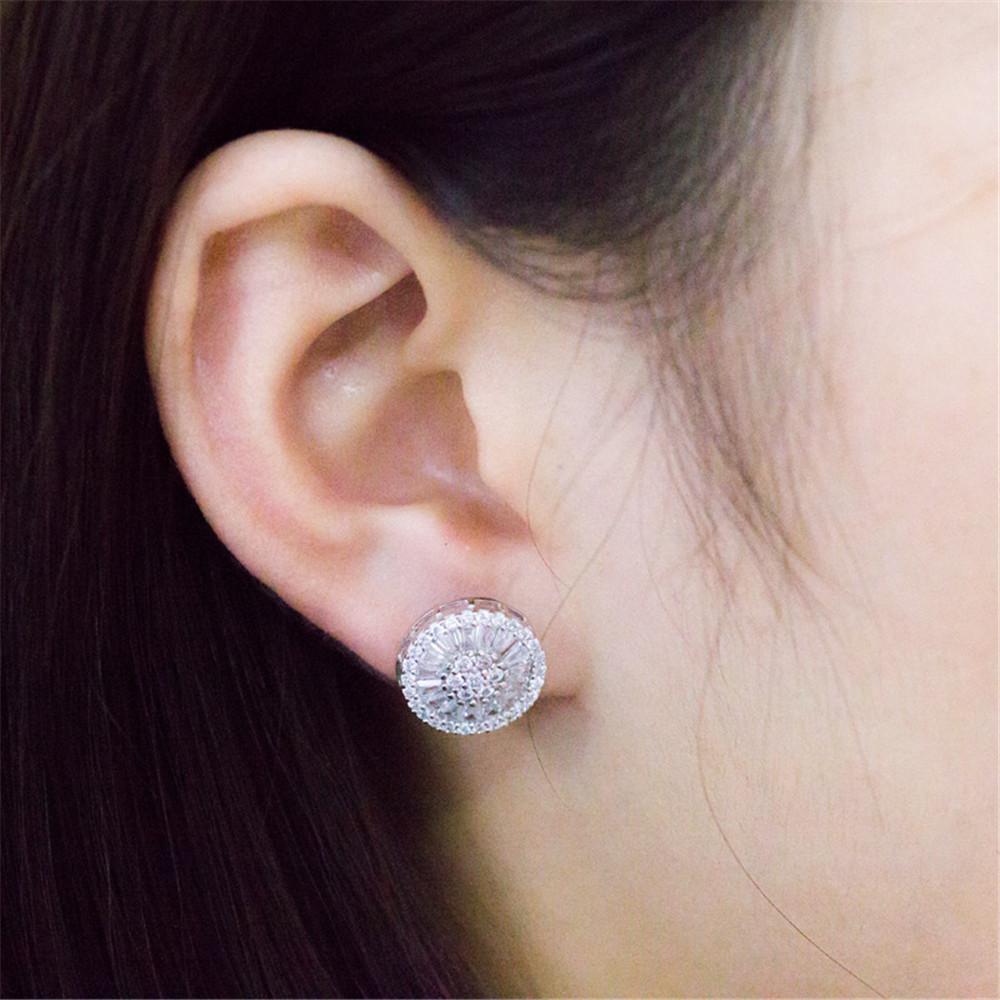 Huitan High Quality Stud Earrings with Brilliant Fireworks Shape CZ Jewelry Engagement Wedding Earrings for Women Girls
