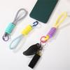 Mesh Landyard Fluorescent Pendant Keychains Mobile Phone Strap Bag Braided Rope Keyrings Creative Decorative Keycord Accessories
