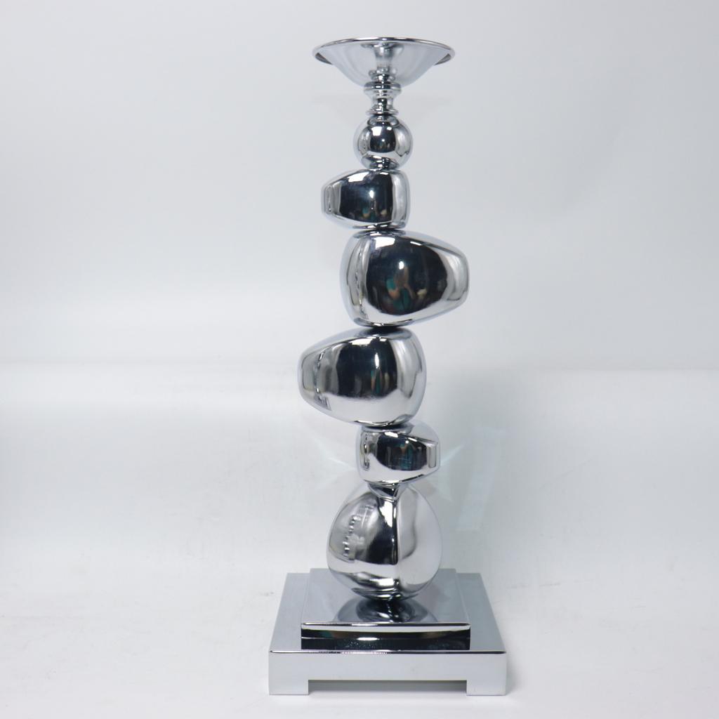 Heimdekoration Ornamente, Kreativ gestapelte Stein-Metall-Kerzenhalter, Galvanisierte gebürstete Aromatherapie-Kerzenhalter
