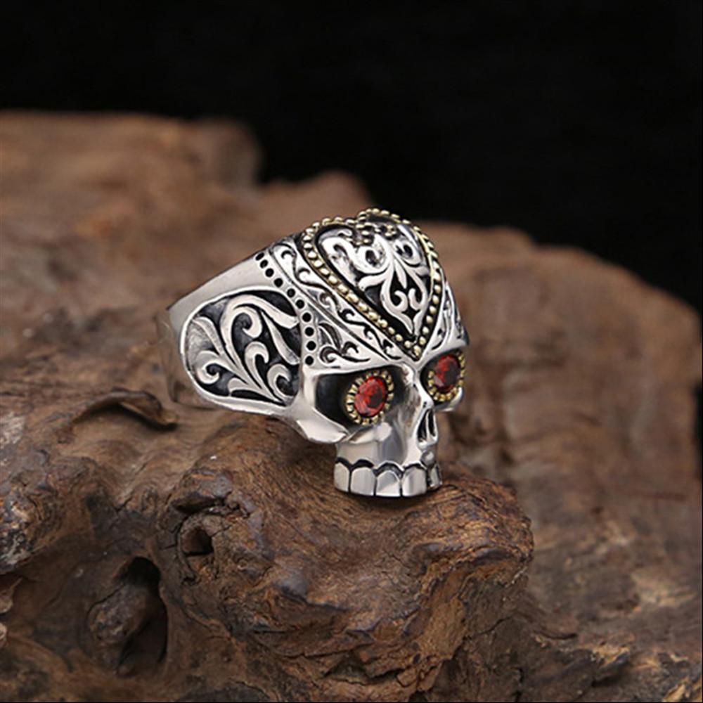 Neuer Modischer Punk Alien Totenkopf Ring Breite Version Modering