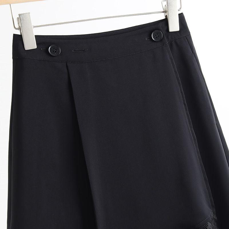 Irregular Black Lace Skirt Summer Hollow Out Design Fashion Women Skirts