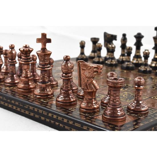 Luxury Brass and Metal Chess Set French Staunton Copper Black 30.48cm