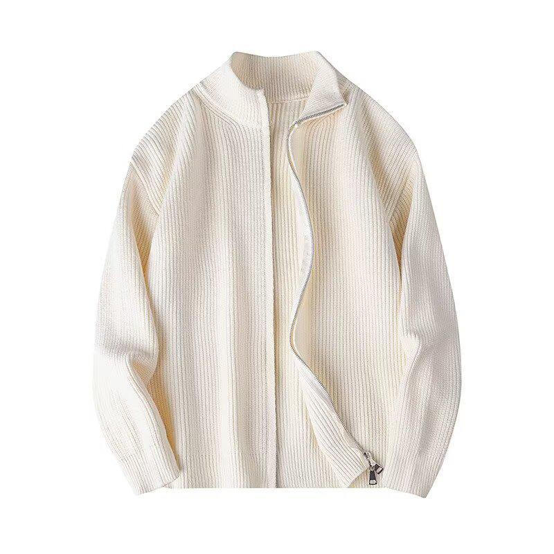 Men's Retro Stand Collar Zipper Cardigan - Trendy Autumn Knitwear Jacket