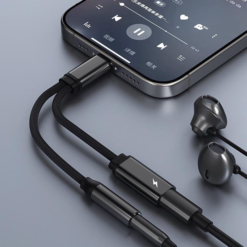 

TIANSTON T31 For iPhone 15 Type-C Male to 3.5mm+Type-C Female Headphone Adapter Splitter Cable As Shown A