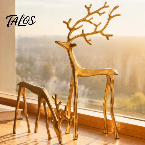 Modern Alloy Sculptures Christmas Reindeer Statue, Small Deer Sculpture Figurine, Elegant Contemporary Home Accessories Holiday Decor for Tabletop,