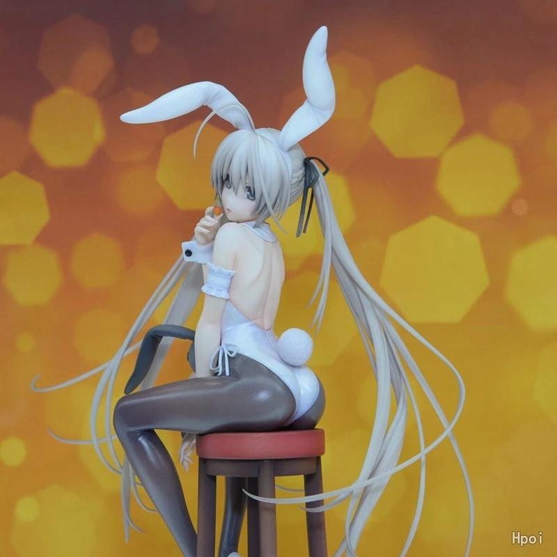 17CM Anime Role Kasugano Sora Figure Rabbit Girl Black Silk Sexy Model Toy Gift Action Doll Pressing Instant Noodles Poseable Articulated Scale