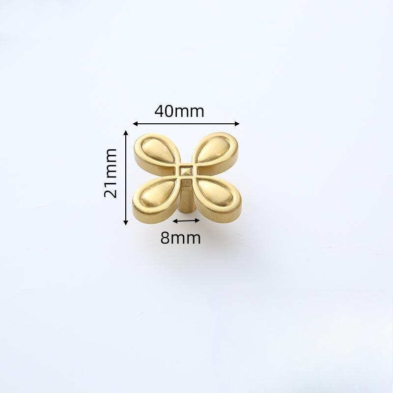 Clover, Brass, Handle, Light Luxury, Simplicity, Drawer Clothes Cabinet Door Handle, Flower, Brass Handle