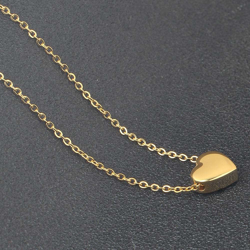 Cross-Border Simple 12MM Heart Necklace: Three-Color Stainless Steel Clavicle Chain with Engravable Pendant for Women