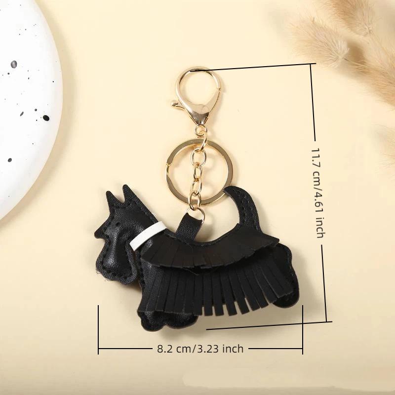 Trendy Pu Leather Schnauzer Bag Charm With Tassel Fringe Unique Car/Bag Accessory/Cute Ornament For Dog Lovers