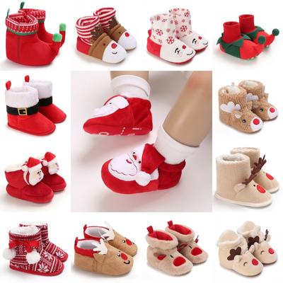 Christmas Newborn Baby Shoes Boys Girls Toddler First Walkers Soft Bottom Infant Flats Warm Snow Boots 0-18Months