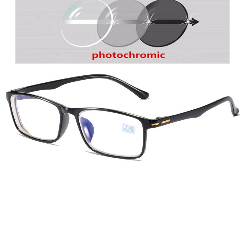 0 +1.0 +1.5 To +4.0 Lightweight  Square Reader Glasses Women Men Fashion Myopia Photochromic Eyeglasses -0.5 -0.75 To -4.0