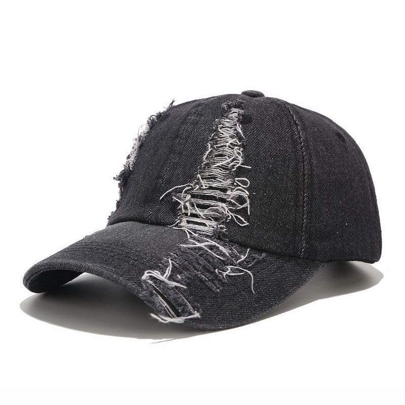 Șepci de baseball cu personalitate perforată pentru bărbați și femei, din denim spălat vintage, șepci sport snapback