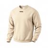Men's Crew Neck Sweatshirt Solid Color Long Sleeve Pullover Top with Small Chest Label Casual Loose Fit Daily Wear Sweatshirt