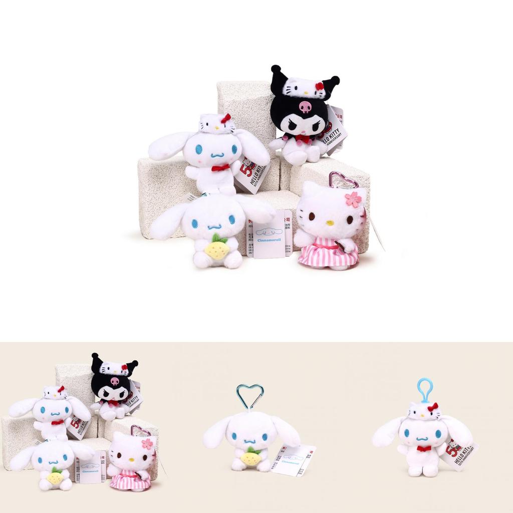 Cinnamoroll Kuromi Character Plush Keychain With Heartshaped Cherry Blossom Hello Kitty For School Bag Gift