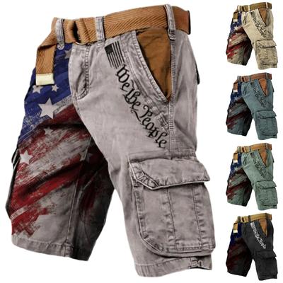 Men's Casual Sport Multi-pocket Work Pants  Men's Fashionable Flag-letter Printed Pants