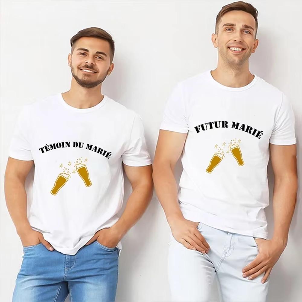 2024 Fashion EVG Team Future Groom Squad T-shirt Beer Graphic Tops French Single Farewell Tees Bachelor Wedding Party Tshirt