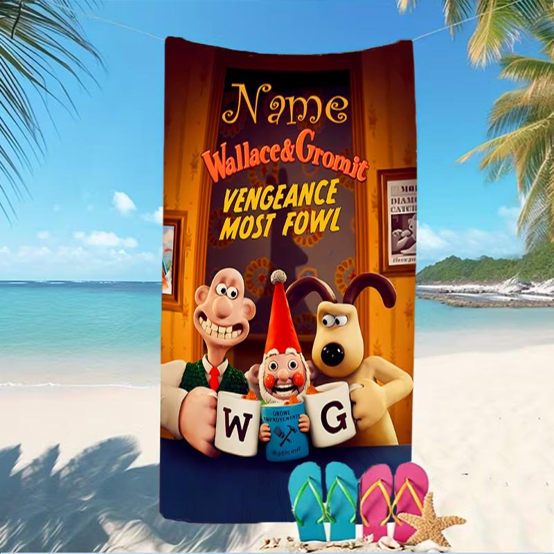 Customizable Personalized Beach Towels Wallace and Gromit Themed designs.Suitable for the Beach, Yoga, Sports;ideal As Beach Accessories