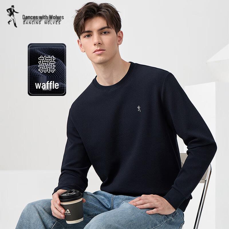 

Мужской вафельный пуловер-свитшот в стиле кэжуал «Танцы с волками» M