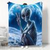 Alien Blanket Extraterrestrial Space Soft Warm Throw for Bed Sofa Office Travel Camping Gift