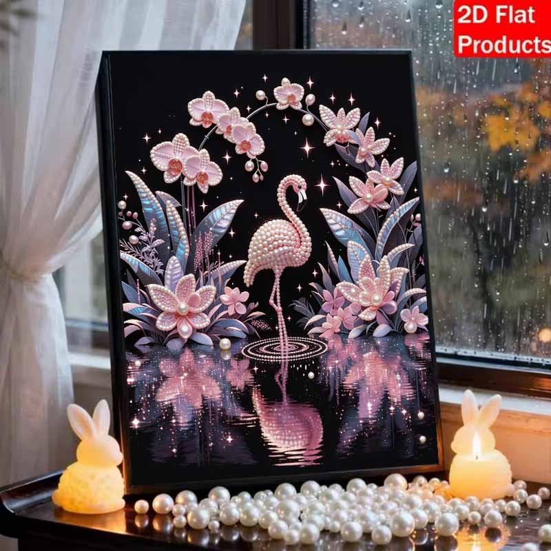 DIY Flamingo Pearl Diamond Art Kits Without Frame 30x40cm Gem Art Diamond Painting Kits for Adults/Beginners Gift Idea Home Wall Decor
