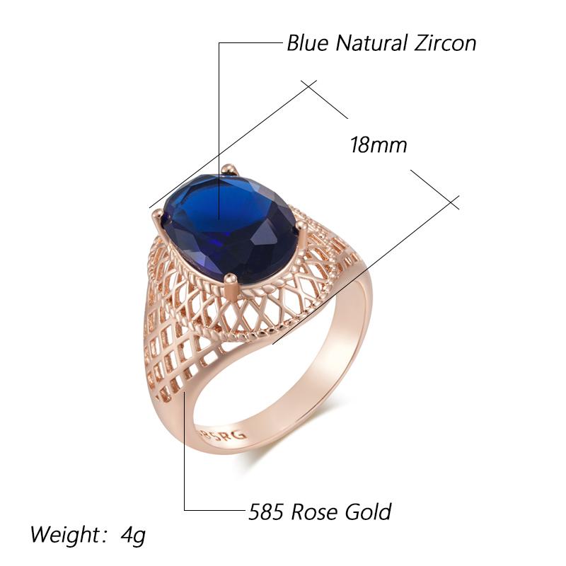 Kienl  Oval Blue Natural Zircon Daily Ring For Women Trend  Rose Gold Color High Quality Ethnic Bridal Jewelry